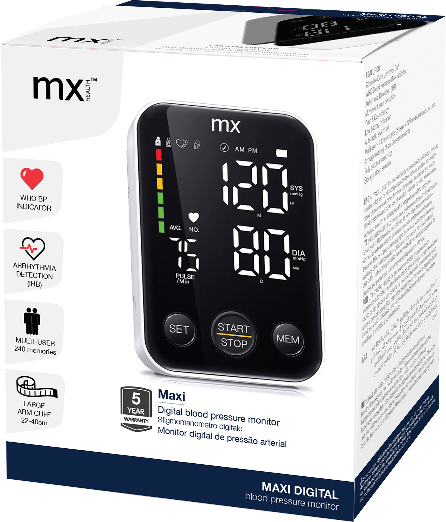 MX Health MAXI Blood Pressure Monitor - Digital
