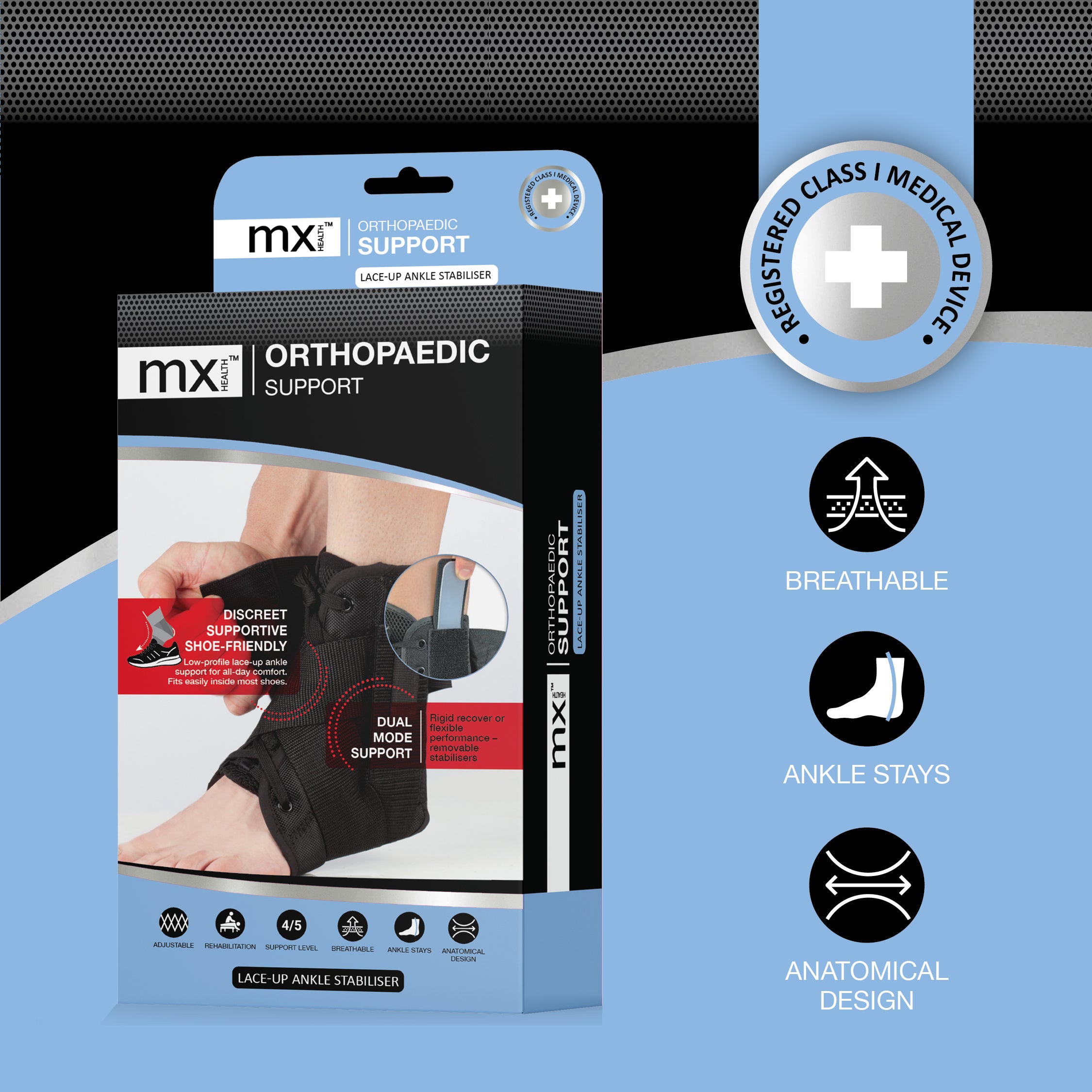mx Health Orthopaedic Lace-Up Ankle Stabiliser