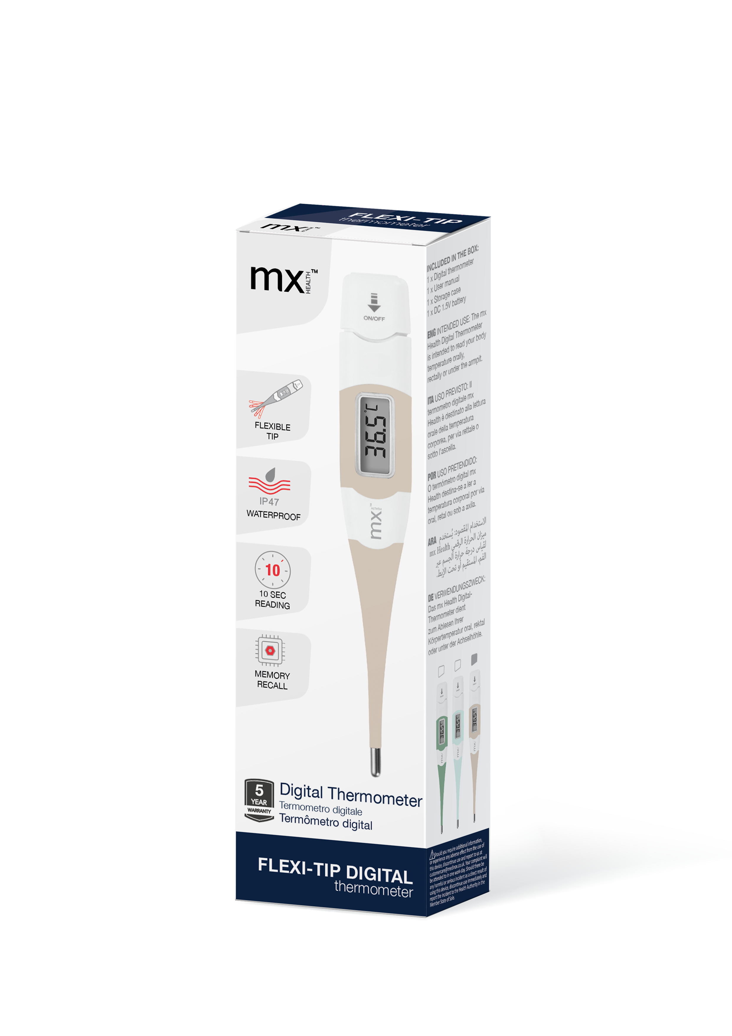 mx Health Flexi-Tip Digital Thermometer - Sand