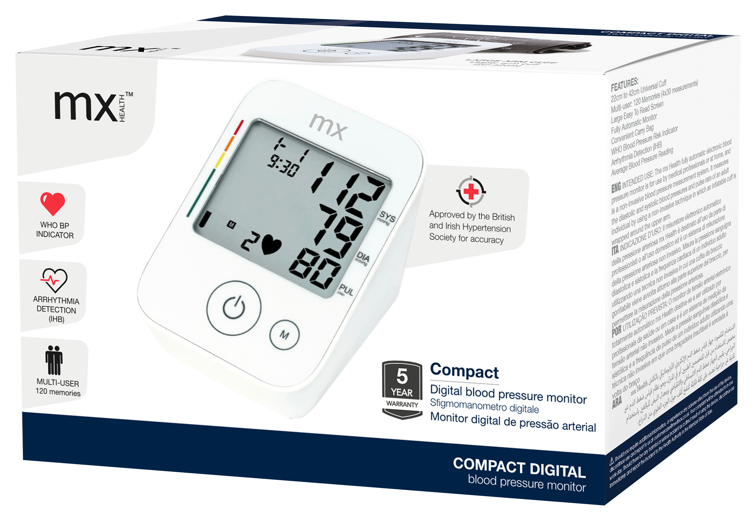 mx Health Compact Blood Pressure Monitor - Large Cuff