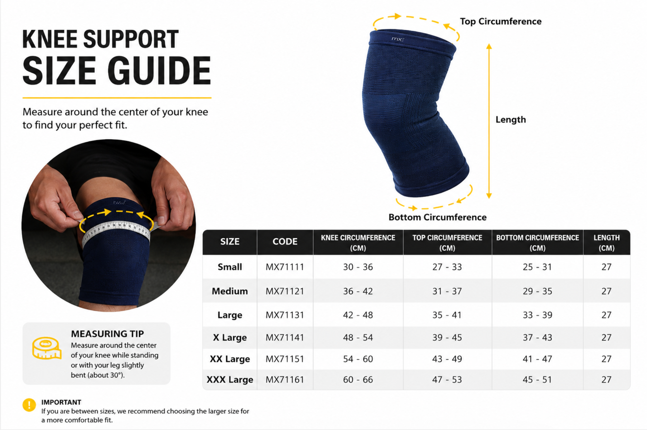 mx Health Standard Elasticated Knee Support