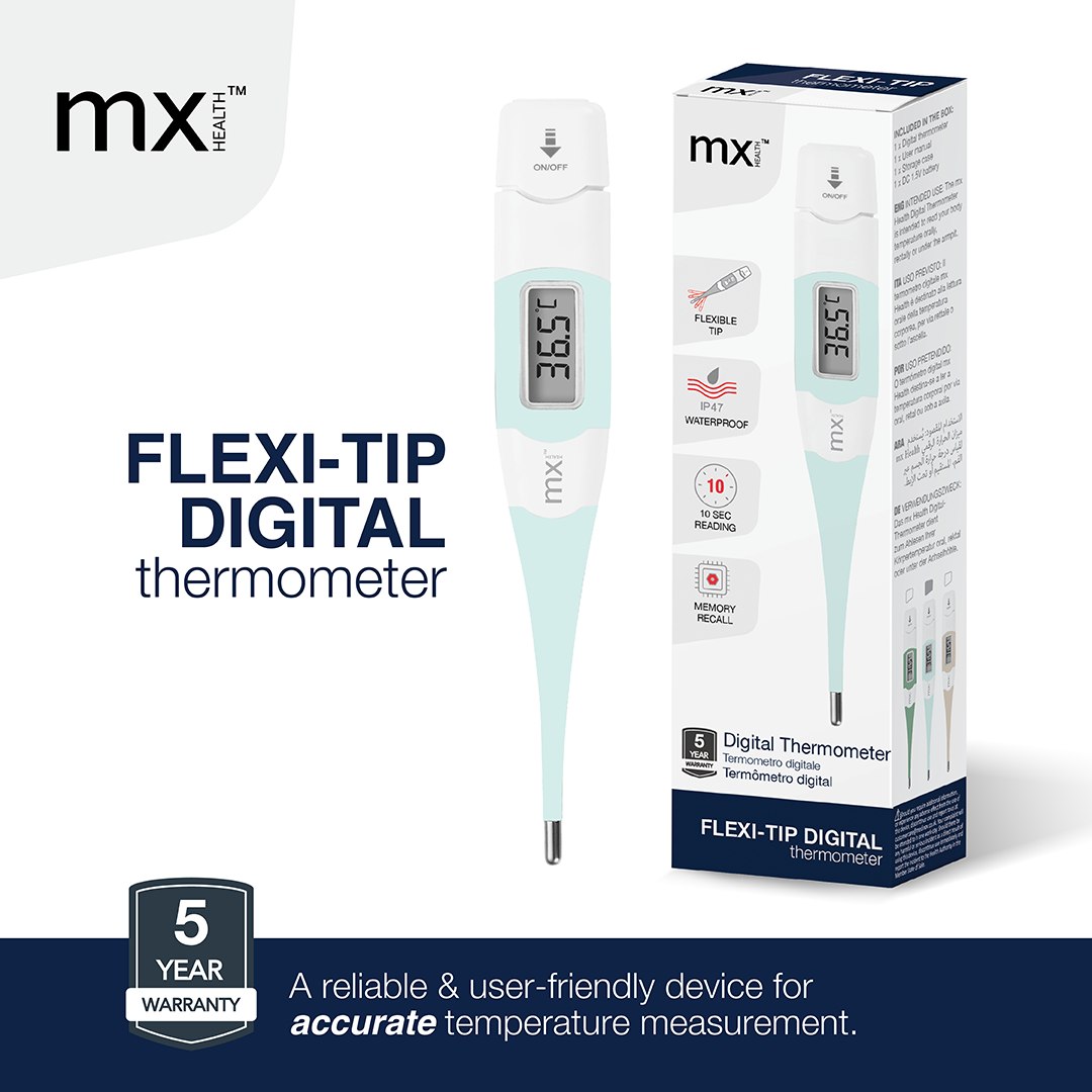 mx Health Flexi-Tip Digital Thermometer - Powder Blue