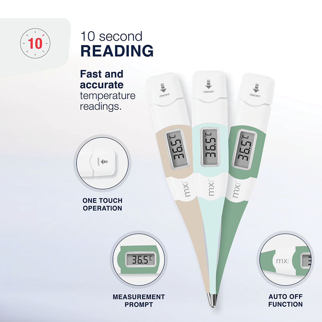 mx Health Flexi-Tip Digital Thermometer - Powder Blue