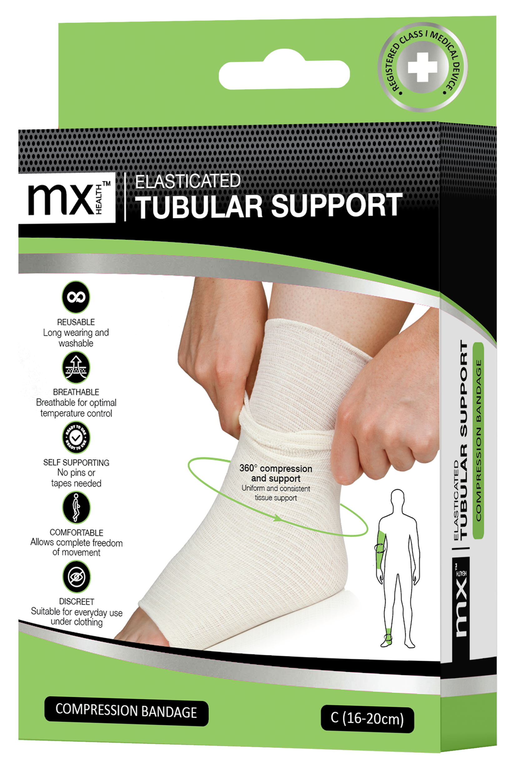 mx Health Elasticated Tubular Support Compression Bandage (C) 16-20cm