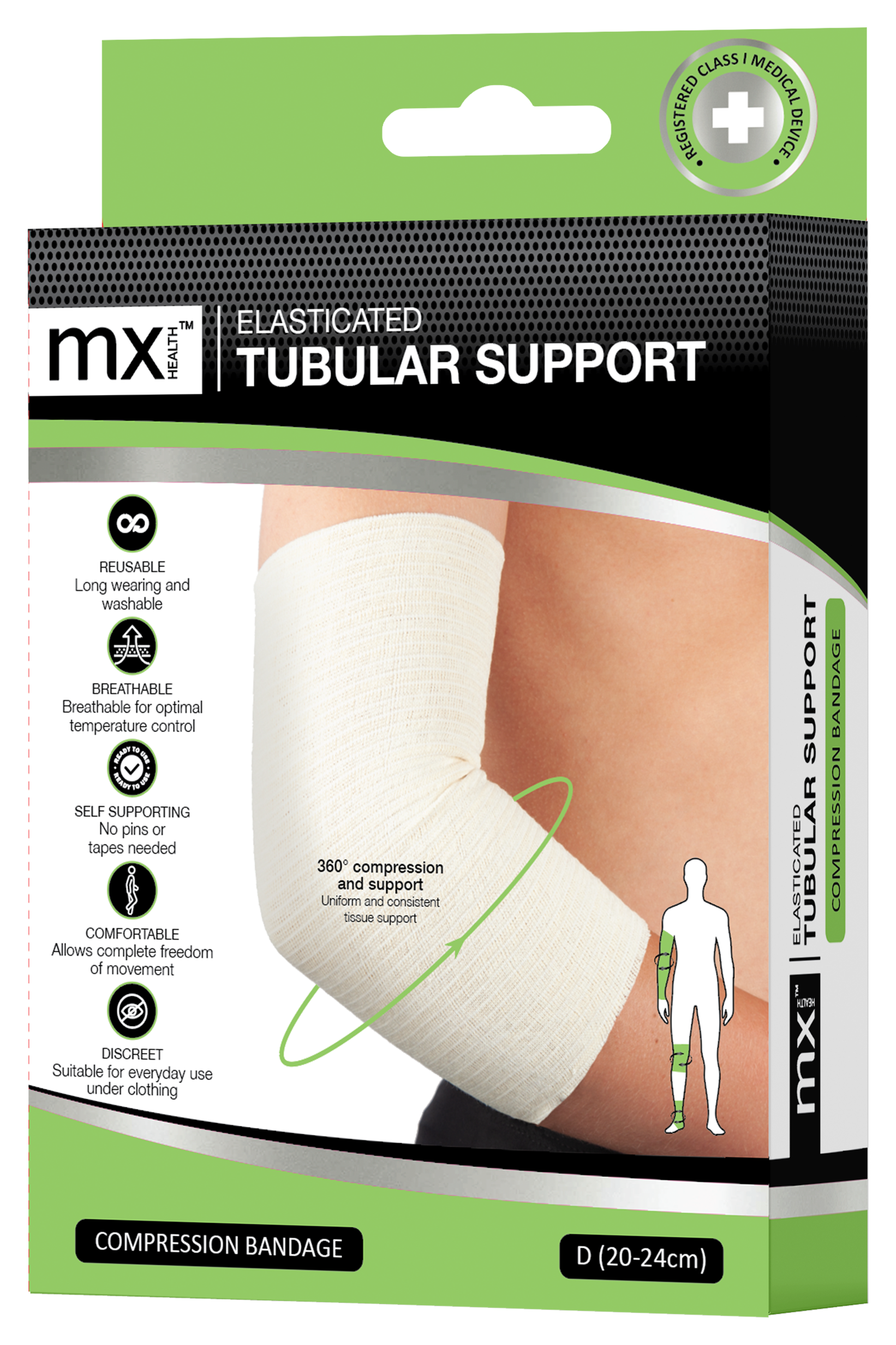 mx Health Elasticated Tubular Support Compression Bandage (D) 20-24cm