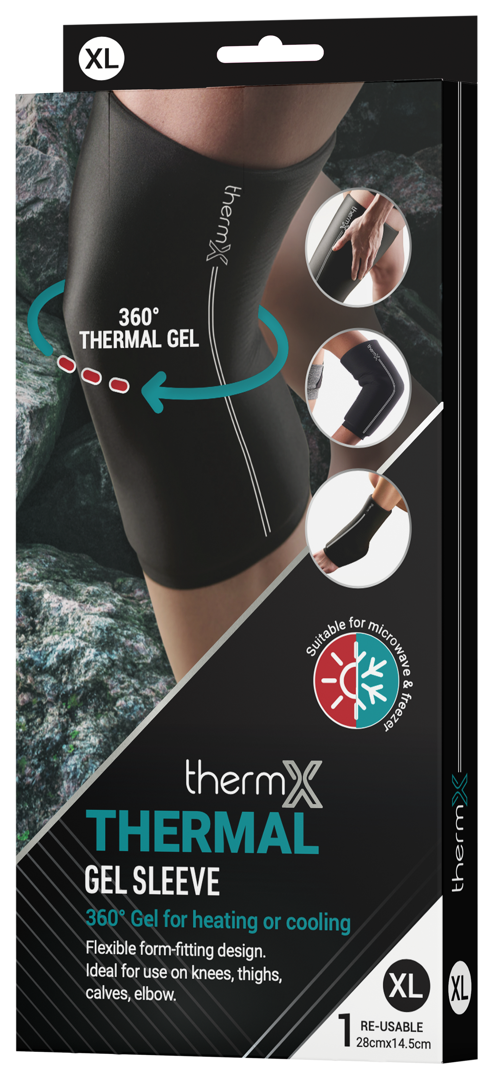 ThermX Thermal Gel Sleeve — Reusable Hot & Cold Compression for Knee, Thigh, Calf & Elbow (S/M/L/XL)