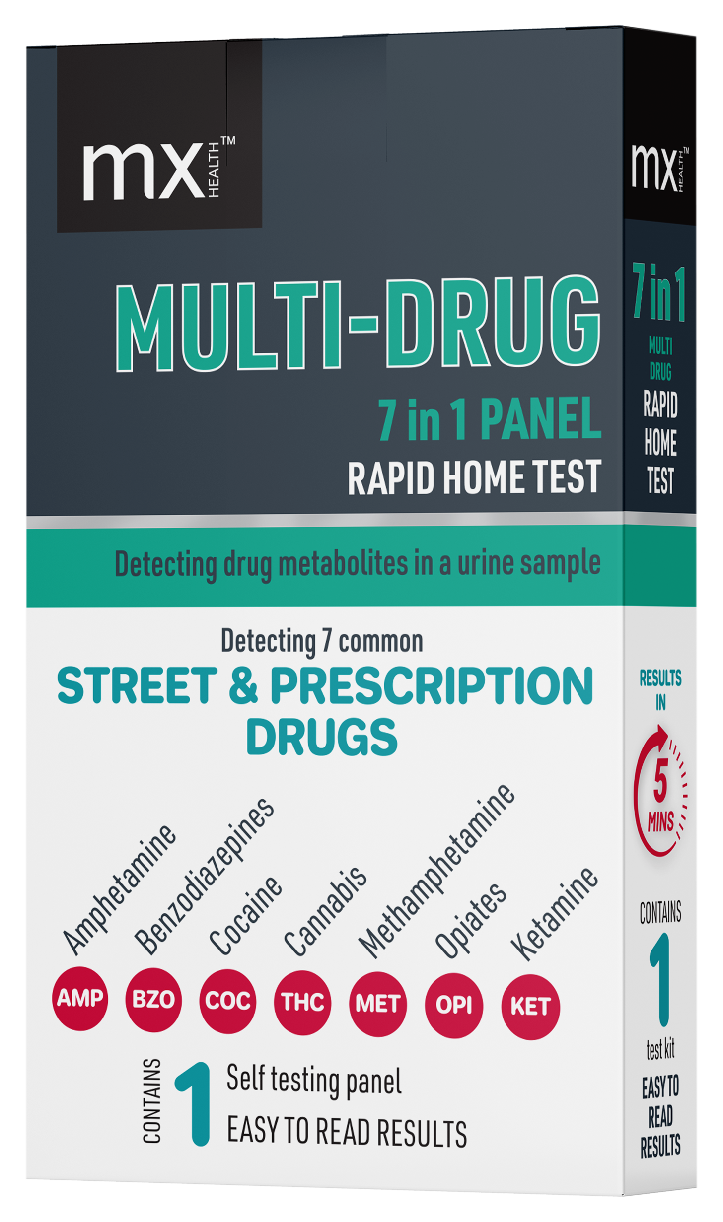 mx Health Multi-Drug 7 In 1 Panel Rapid Home Test Kit